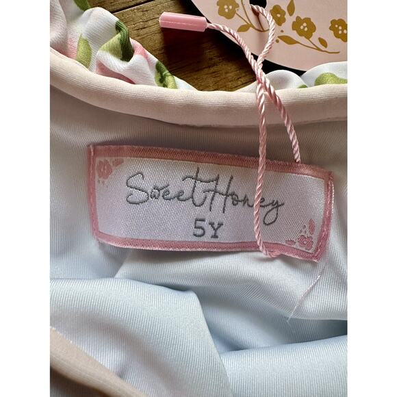 NWT SweetHoney Mary One Piece Swimsuit - Santa Cruz Green Pink Floral Preppy 5 - Picture 4 of 6